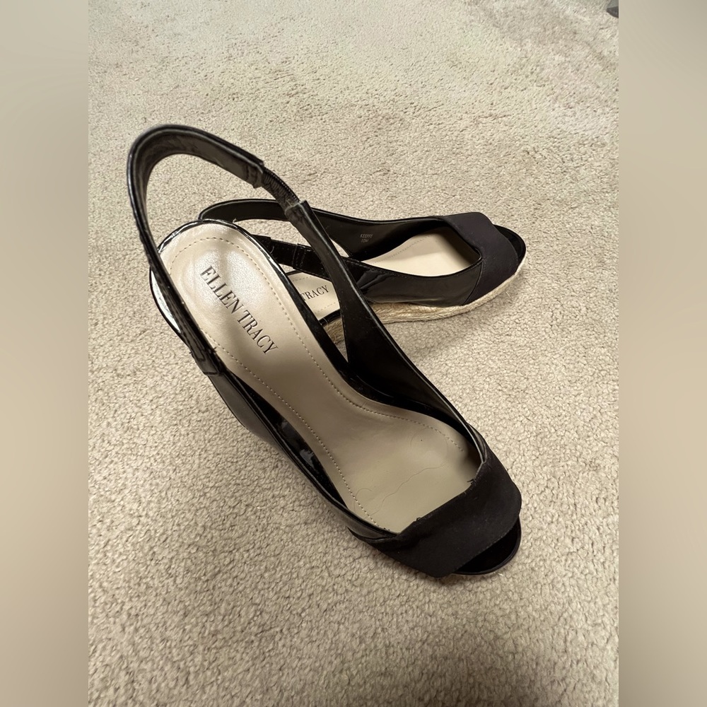 Ellen Tracy Black Wedge Shoes Size 10M